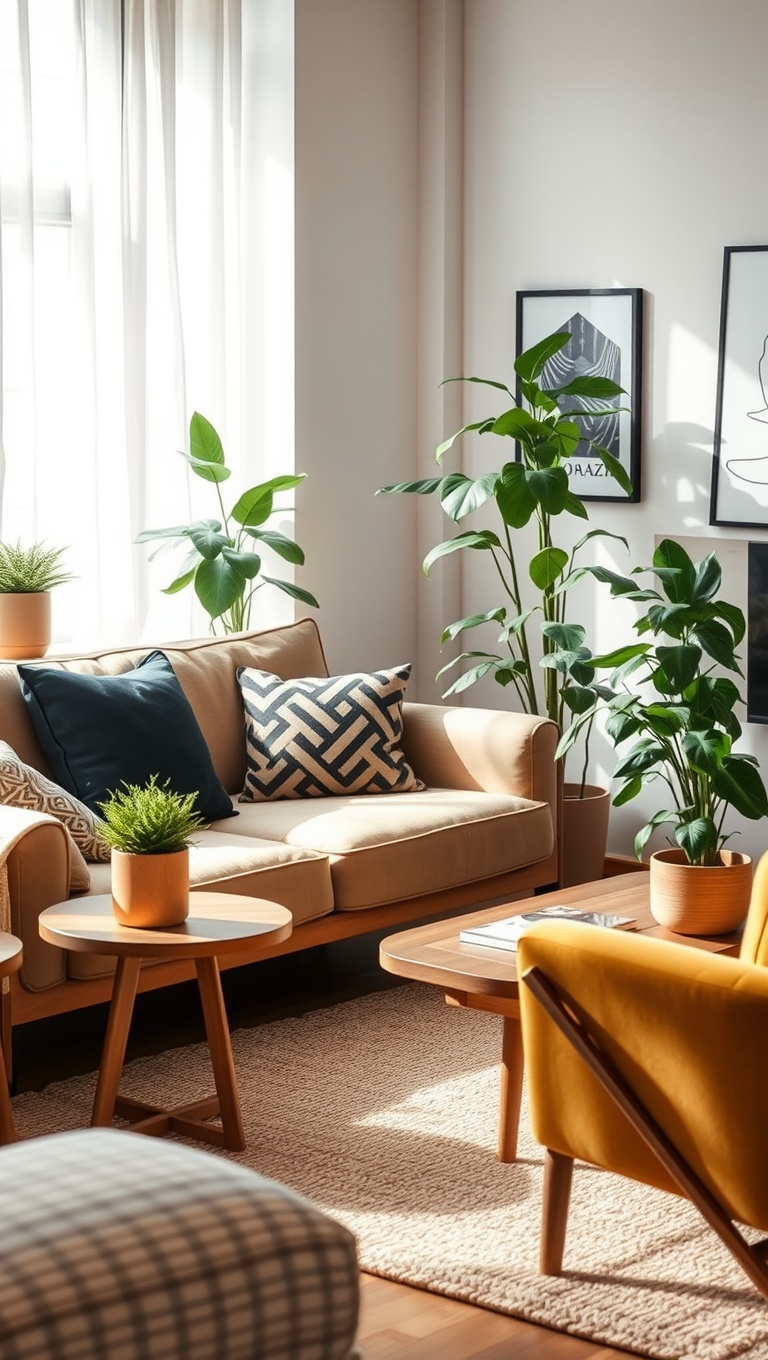 25 Cozy Ideas to Transform Your Living Room into a Comfy Oasis - 15. Add Indoor Plants for Freshness