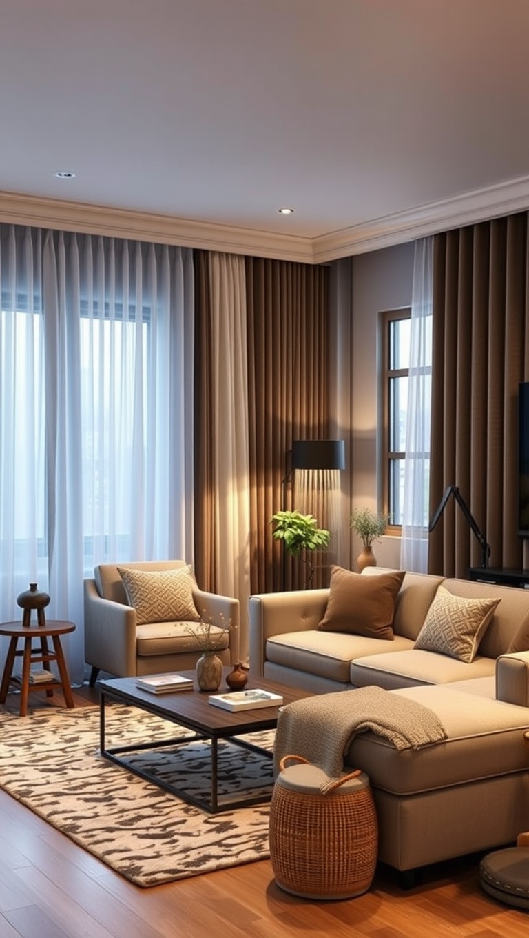 25 Cozy Ideas to Transform Your Living Room into a Comfy Oasis - 23. Create a Cozy Atmosphere with Curtains