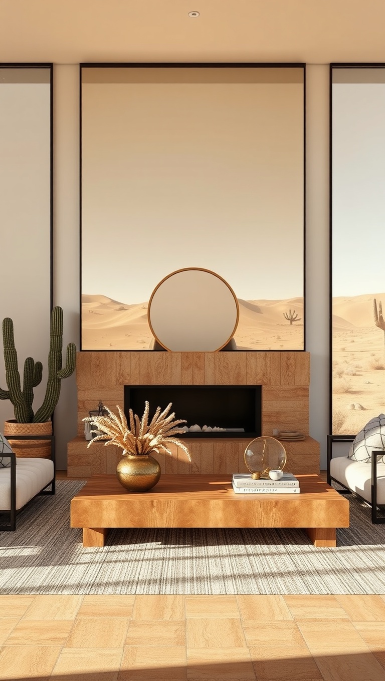 25 Stunning Ideas for a Desert-Inspired Living Room - 14. Use Mirrors to Reflect Light and Space