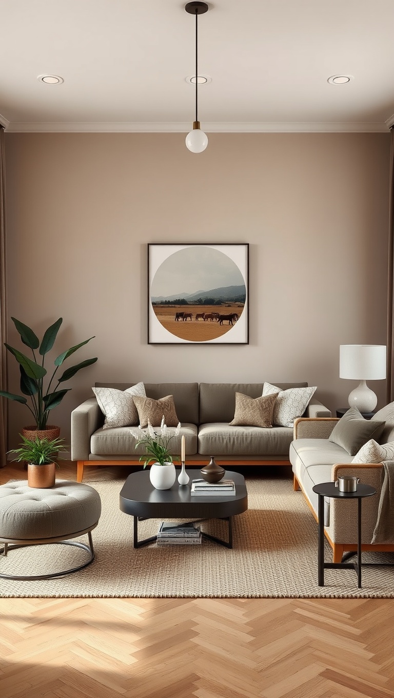 25 Cozy Ideas for Earth Tone Living Rooms That Inspire Warmth and Serenity - Combine Shades of Taupe for Depth