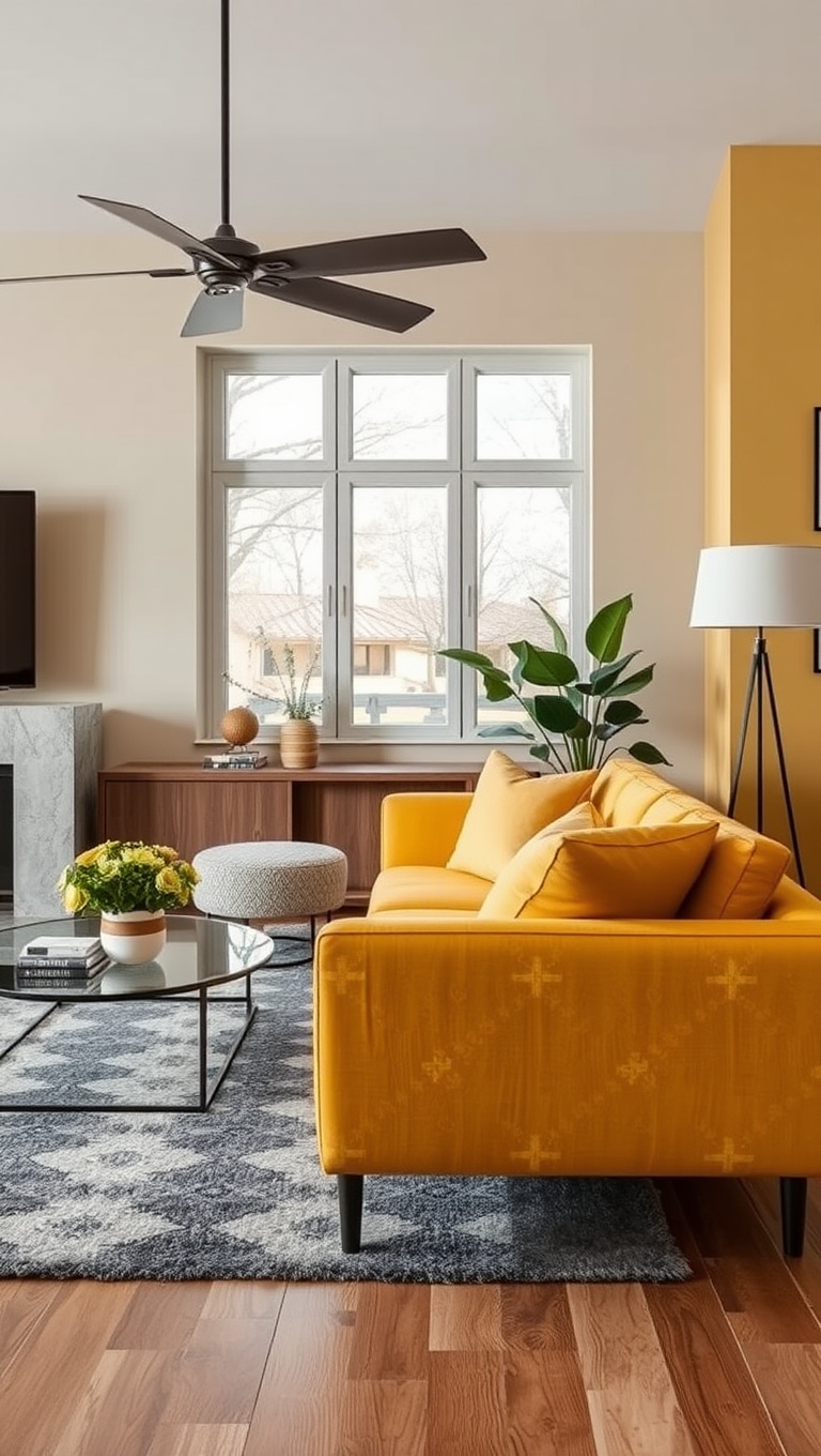 25 Cozy Ideas for Earth Tone Living Rooms That Inspire Warmth and Serenity - 11. Use Muted Yellow for a Sunshine Touch