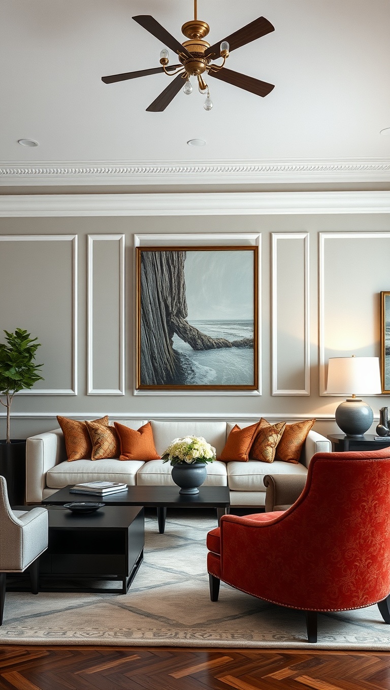 25 Stunning Ideas to Create Your Dream Elegant Living Room - 18. Use Accent Walls for a Bold Statement