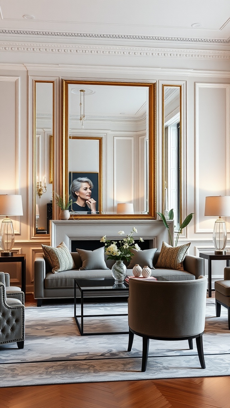 25 Stunning Ideas to Create Your Dream Elegant Living Room - 7. Use Mirrors to Create Space