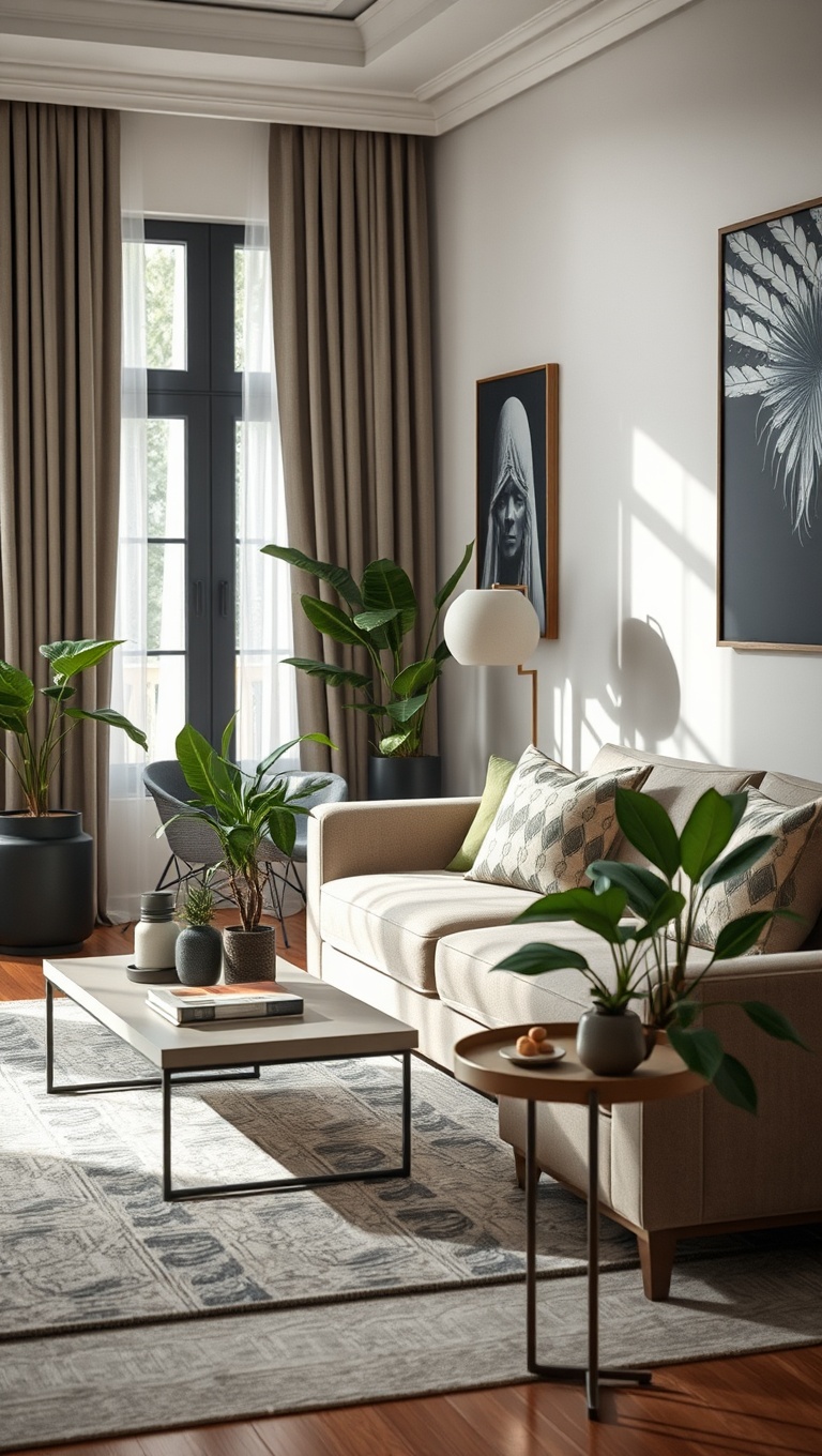 25 Stunning Ideas to Create Your Dream Elegant Living Room - 19. Add Greenery with Stylish Plants