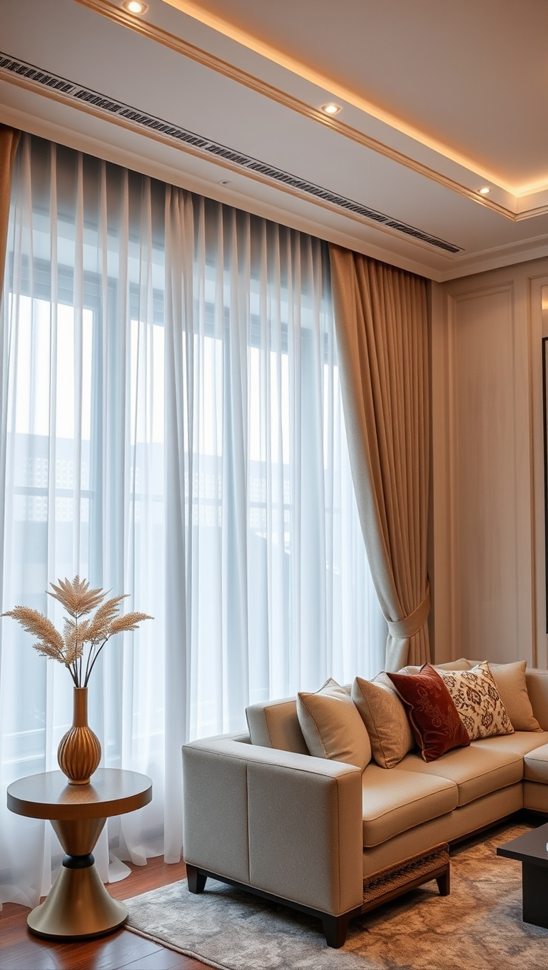 25 Stunning Ideas to Create Your Dream Elegant Living Room - 14. Dress your Windows with Elegant Curtains