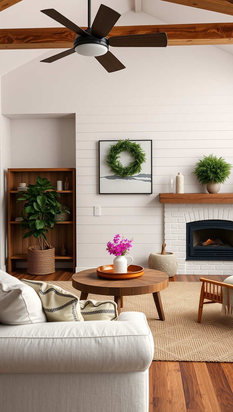 25 Charming Ideas for Your Dream Farmhouse Living Room - 1. Cozy Up with a Shiplap Accent Wall