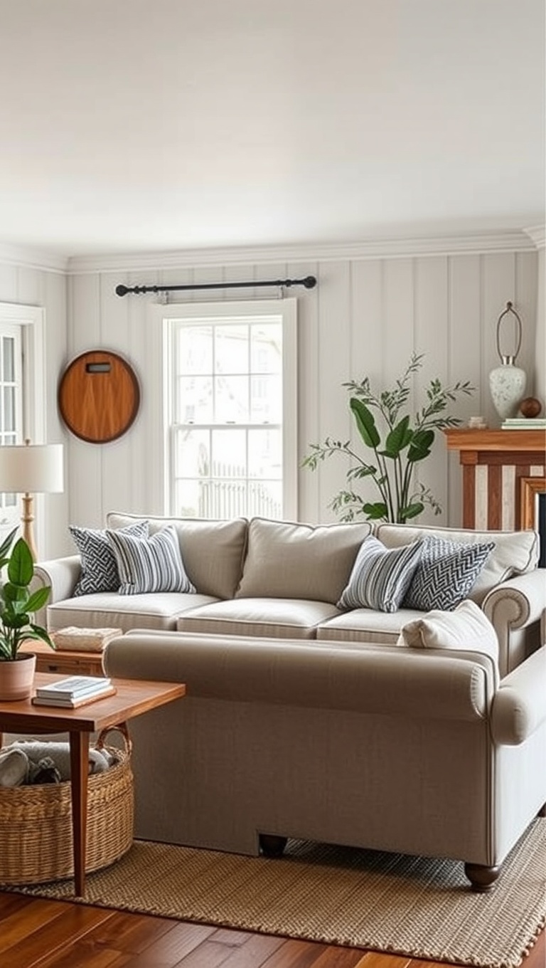 25 Charming Ideas for Your Dream Farmhouse Living Room - 9. Choose a Large, Comfy Sofa