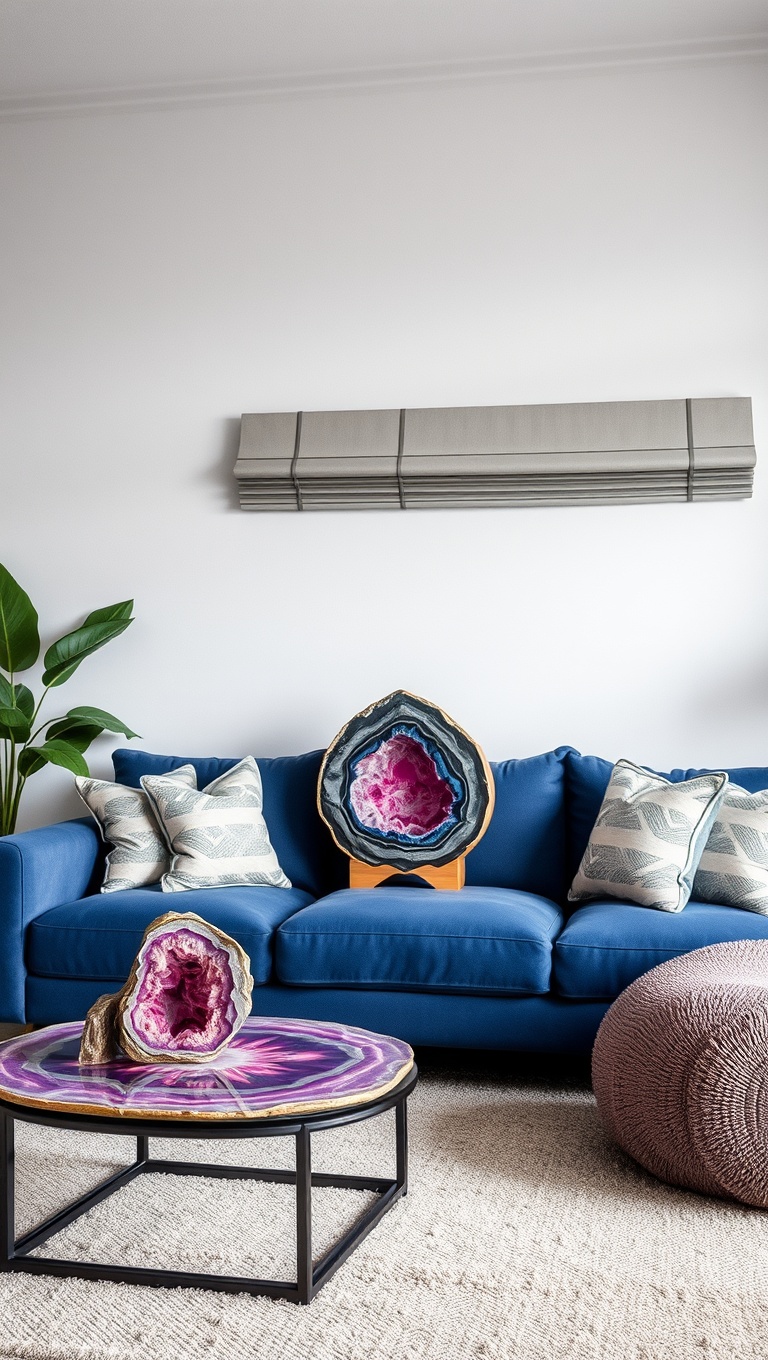 25 Stunning Geode Furniture Ideas to Transform Your Living Room - 25. Whimsical Geode Knick-Knacks