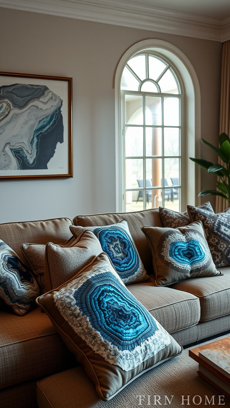 25 Stunning Geode Furniture Ideas to Transform Your Living Room - 7. Fabulous Geode Throw Pillows