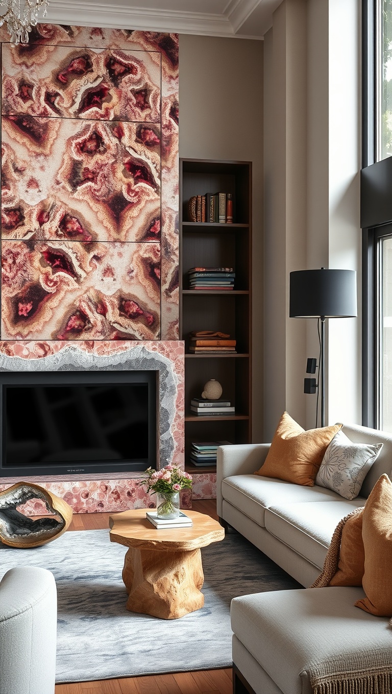 25 Stunning Geode Furniture Ideas to Transform Your Living Room - 9. Chic Geode Bookcases