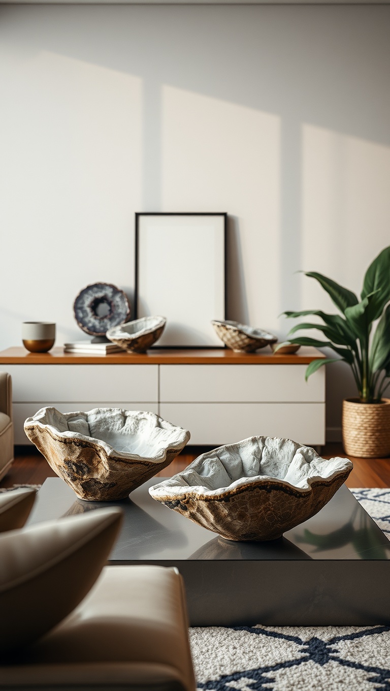 25 Stunning Geode Furniture Ideas to Transform Your Living Room - 11. Trendy Geode Decorative Bowls
