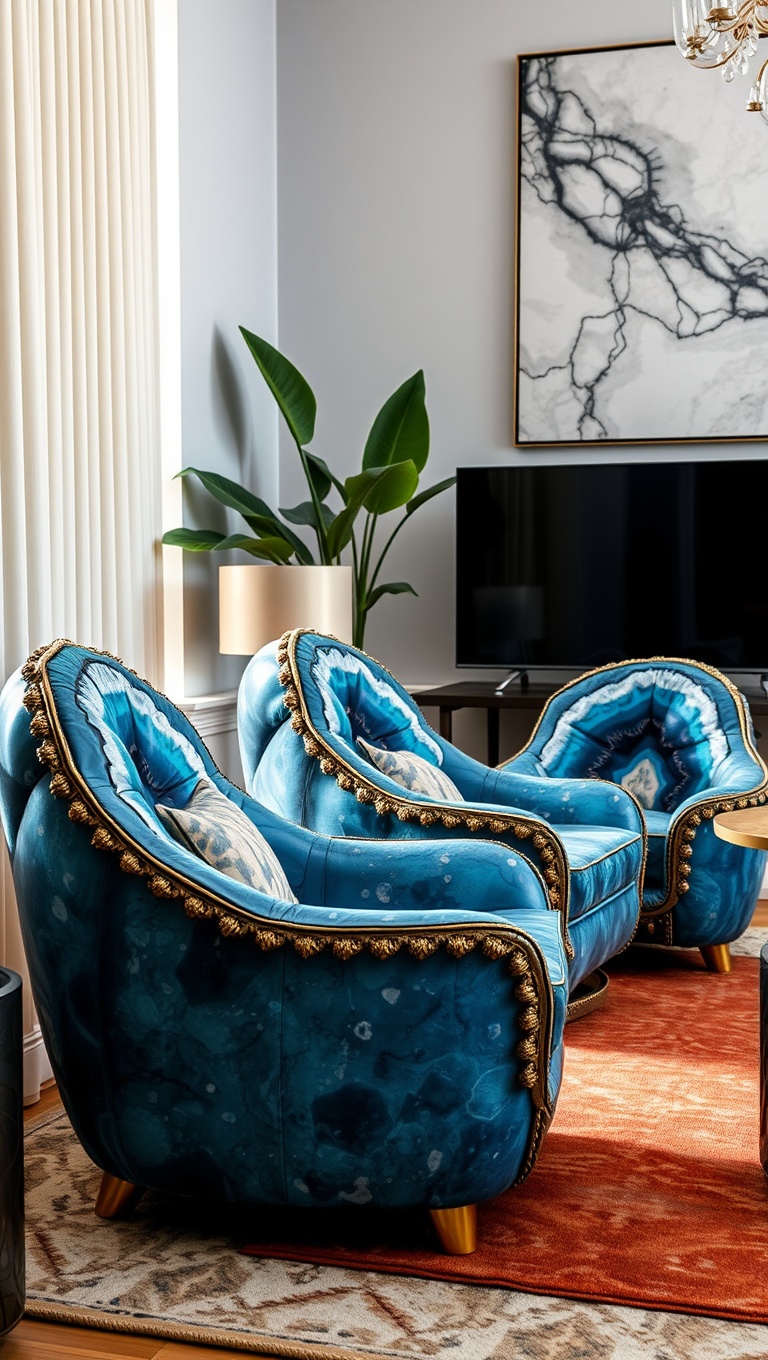 25 Stunning Geode Furniture Ideas to Transform Your Living Room - 3. Eye-Catching Geode Accent Chairs
