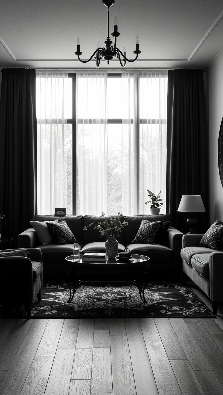 25 Spooktacular Ideas for Your Gothic Living Room - Black and White Photography