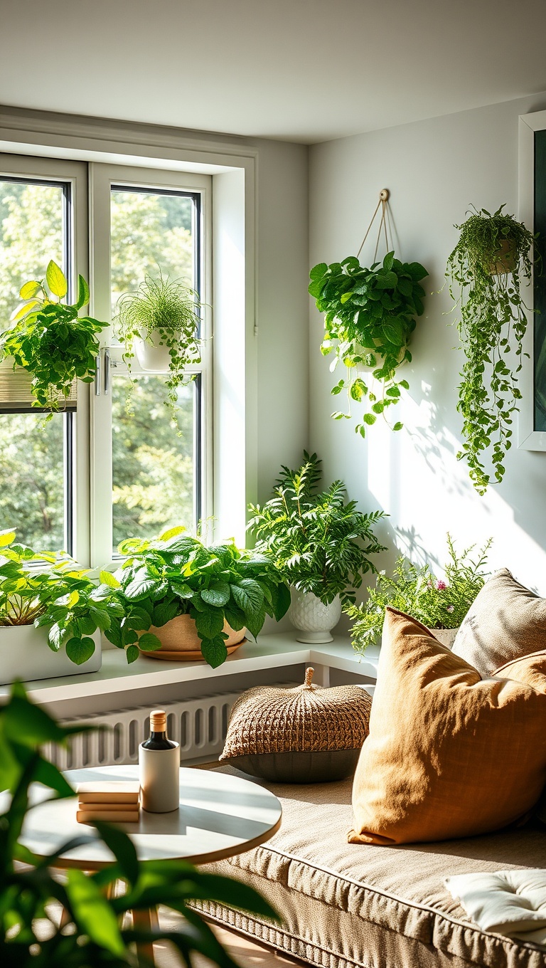 25 Vibrant Ideas for Creating Your Dream Green Living Room - Display Fresh Herbs: Use Windowsills for Kitchen Herbs