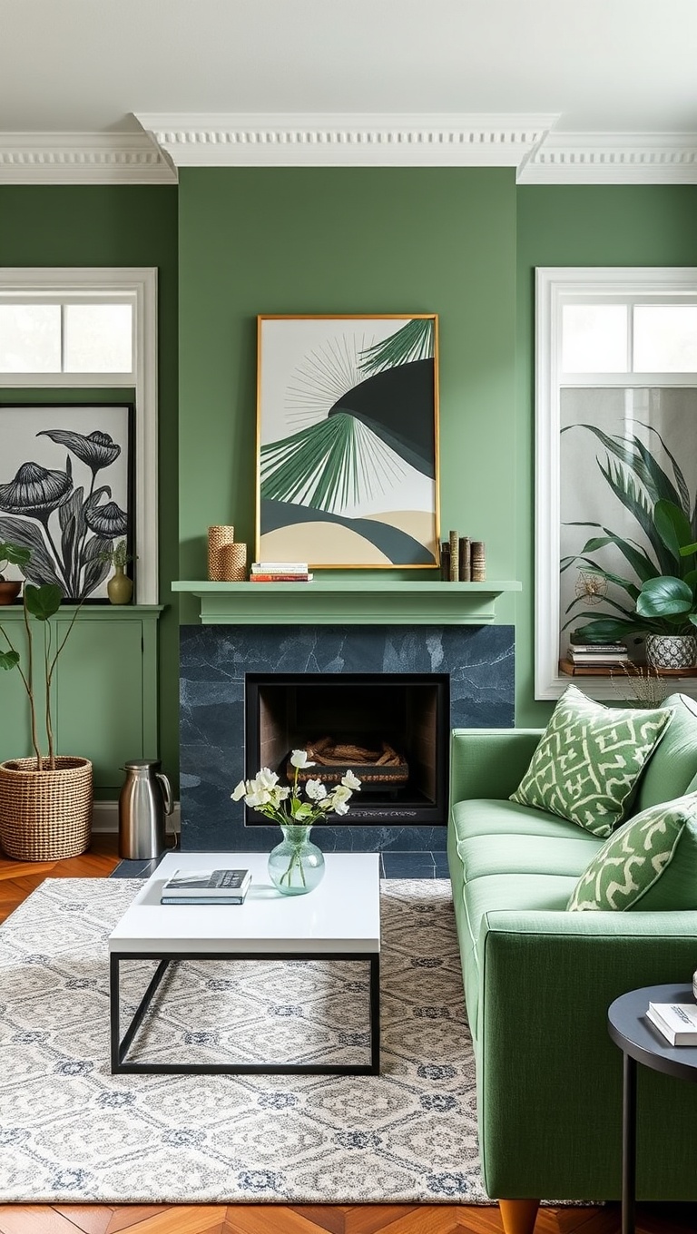 25 Vibrant Ideas for Creating Your Dream Green Living Room - Add a Splash of Mint: Paint Your Walls in Soft Green