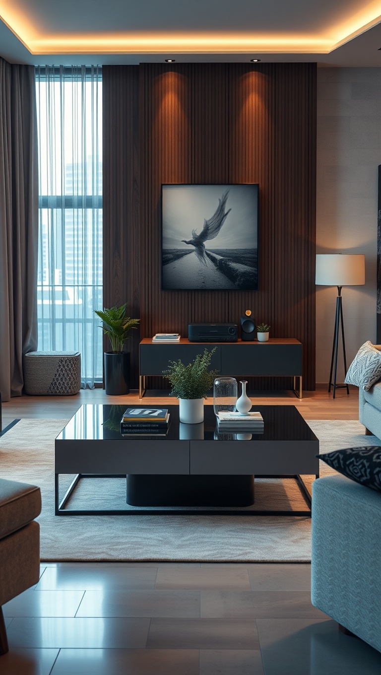 25 High-Tech Living Room Ideas to Elevate Your Space - 4. Use a Smart Coffee Table