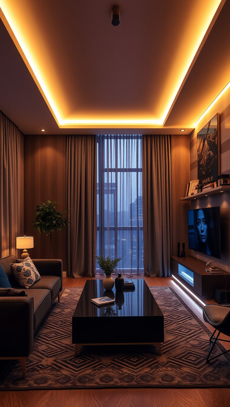 25 High-Tech Living Room Ideas to Elevate Your Space - 10. Use LED Strip Lighting for Ambiance