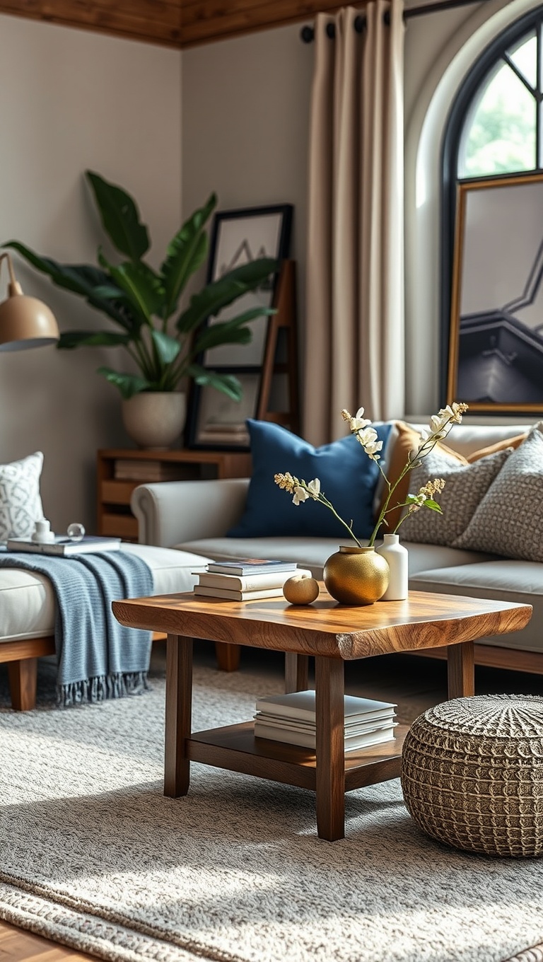 25 Stunning Ideas for Living Edge Furniture in Your Living Room - 2. Add Charm with a Rustic Side Table