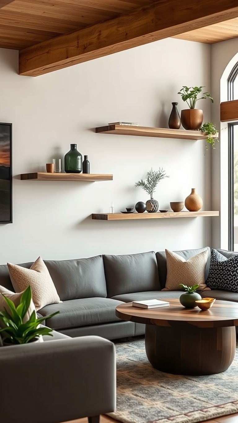 25 Stunning Ideas for Living Edge Furniture in Your Living Room - 5. Embrace Nature with Live Edge Shelves
