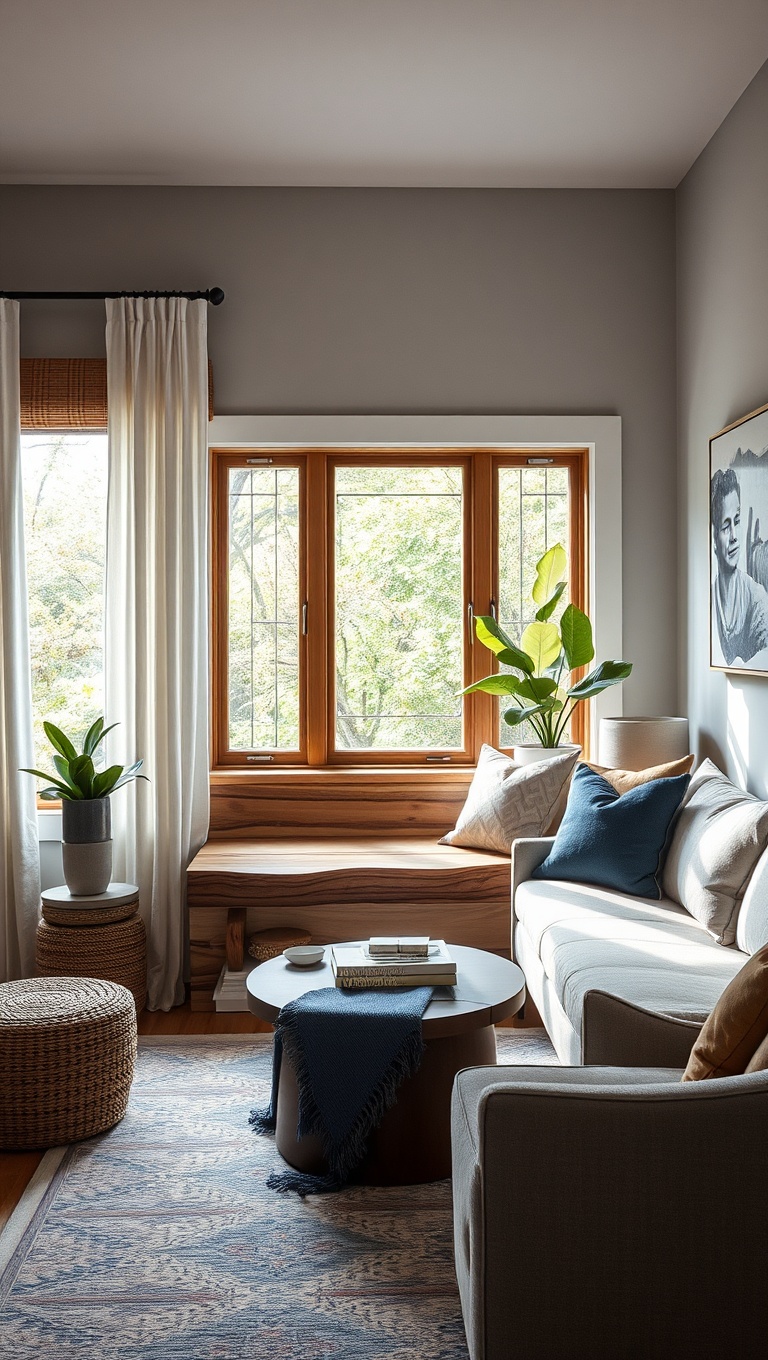 25 Stunning Ideas for Living Edge Furniture in Your Living Room - 13. Create a Cozy Nook with a Live Edge Window Seat
