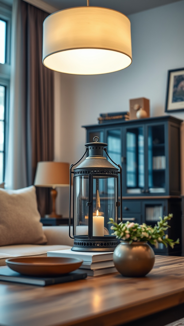 25 Bright Ideas to Illuminate Your Living Room - Create a Focal Point with a Vintage Lantern