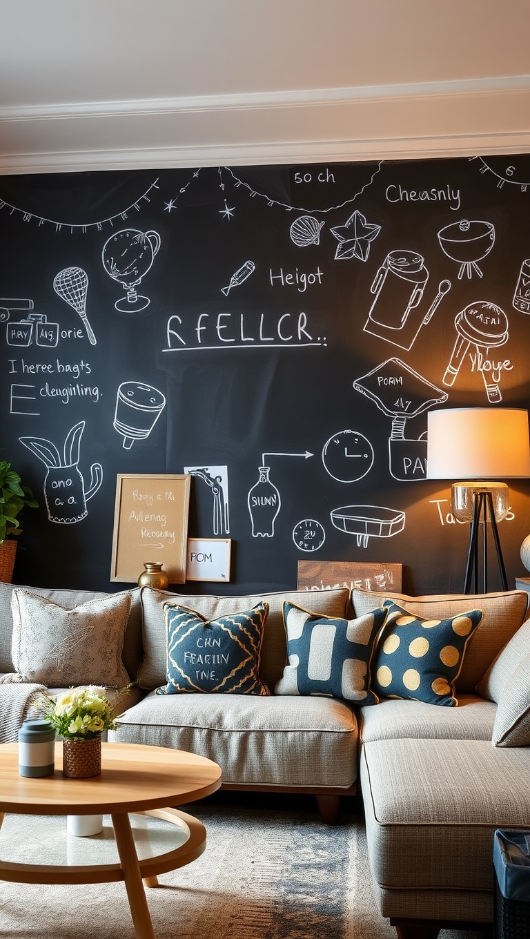 25 Fabulous Ideas for Living Room Wall Decor That Will Transform Your Space - 14. Playful Chalkboard Walls