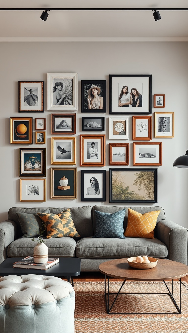 25 Fabulous Ideas for Living Room Wall Decor That Will Transform Your Space - 24. Eclectic Mix of Frames