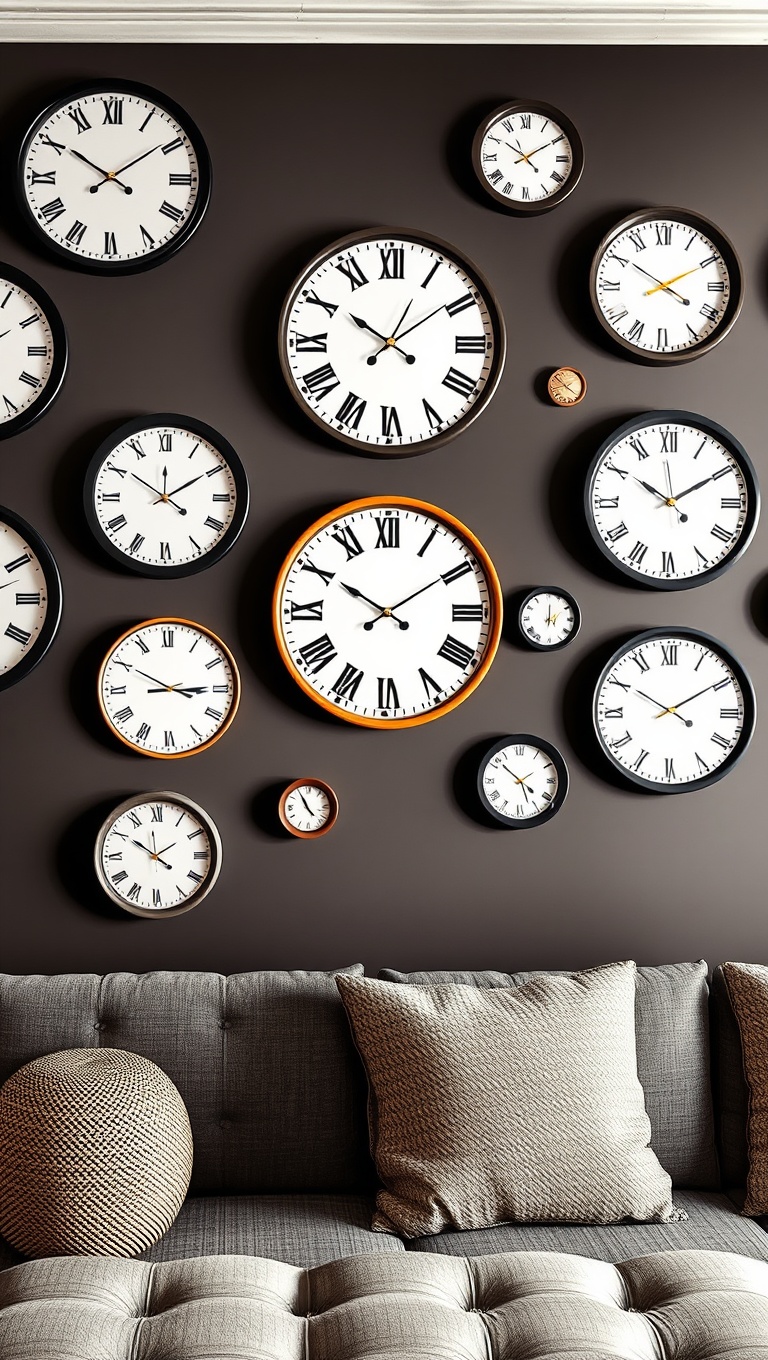 25 Fabulous Ideas for Living Room Wall Decor That Will Transform Your Space - 23. Artistic Wall Clocks