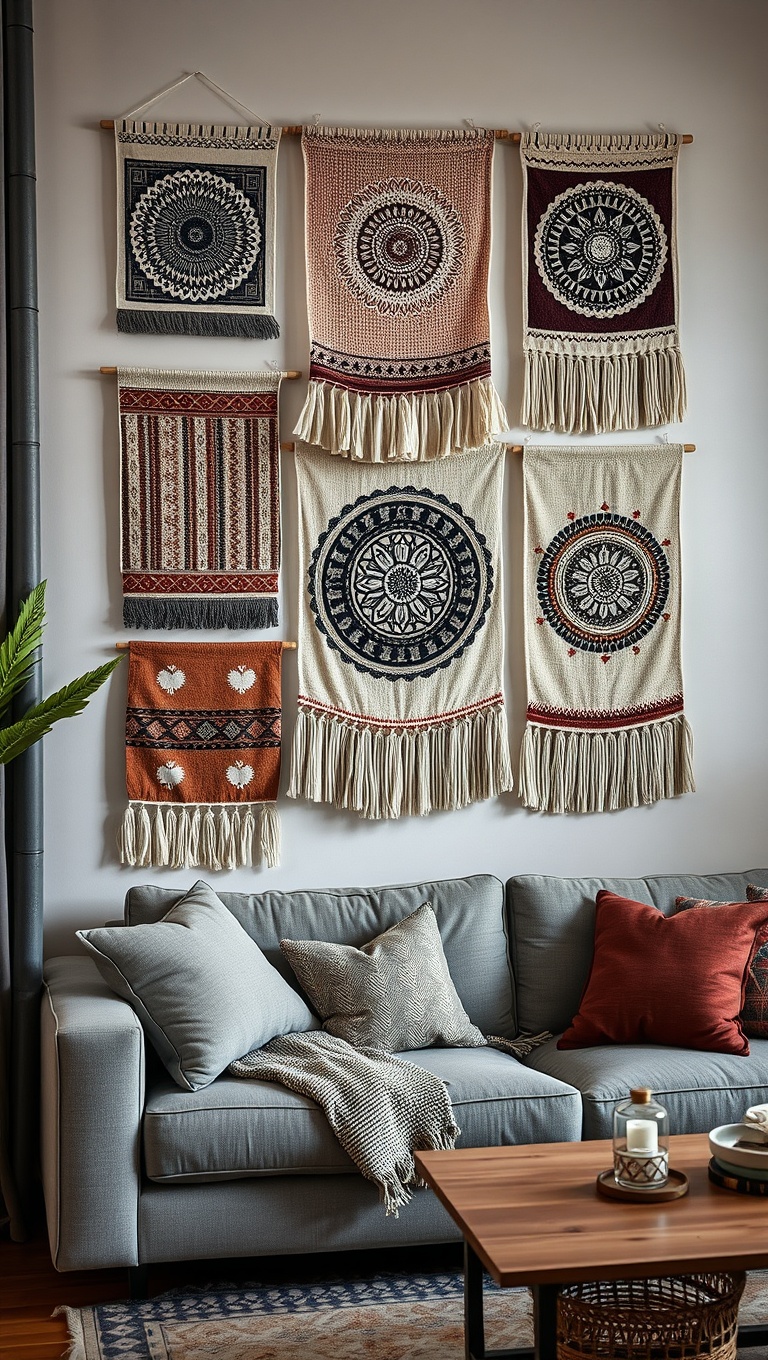25 Fabulous Ideas for Living Room Wall Decor That Will Transform Your Space - 9. Textile Wall Hangings for Texture