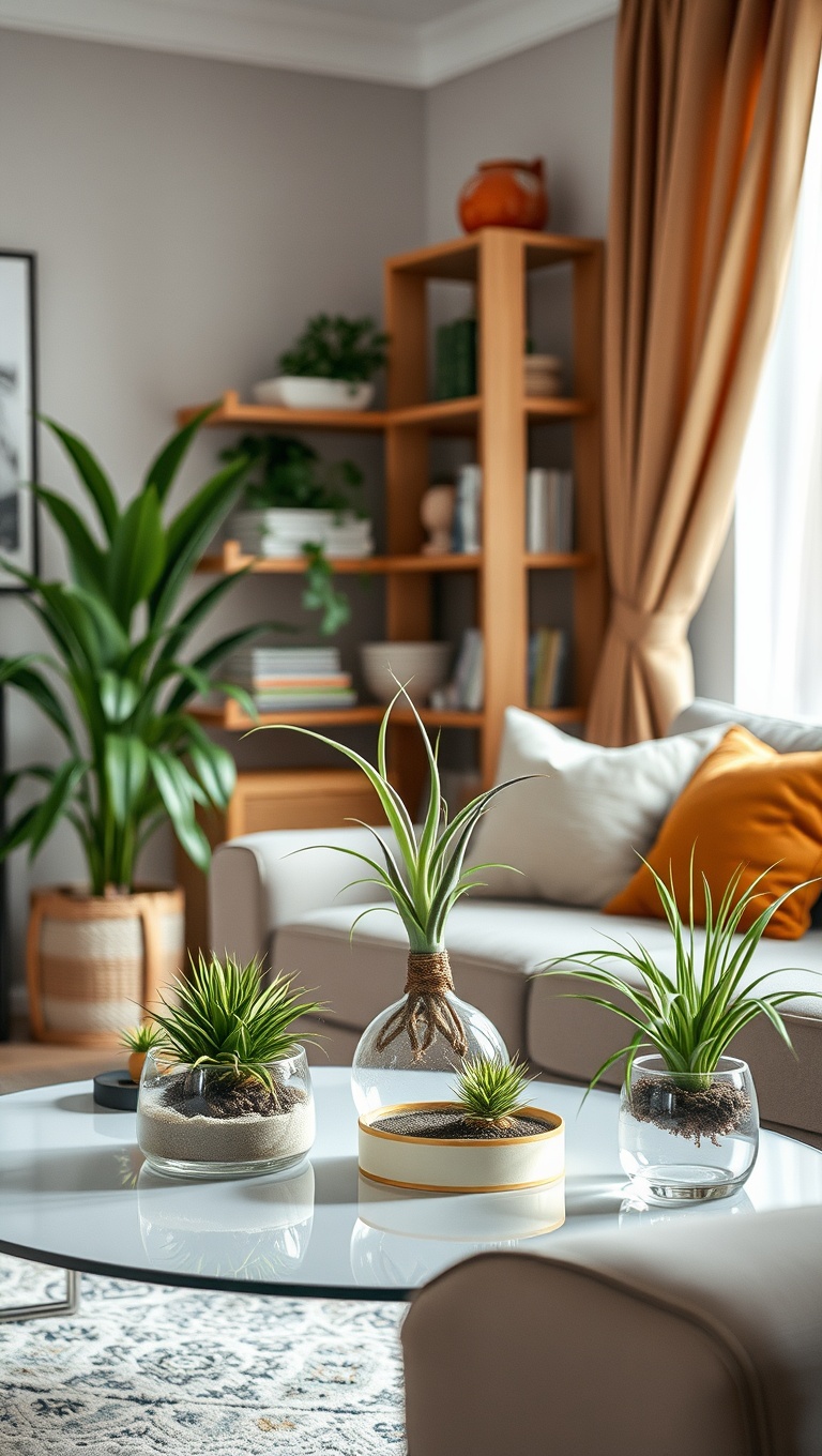 25 Lush Living Room Ideas to Bring the Outdoors In! - 10. Incorporate Air Plants in Unique Holders