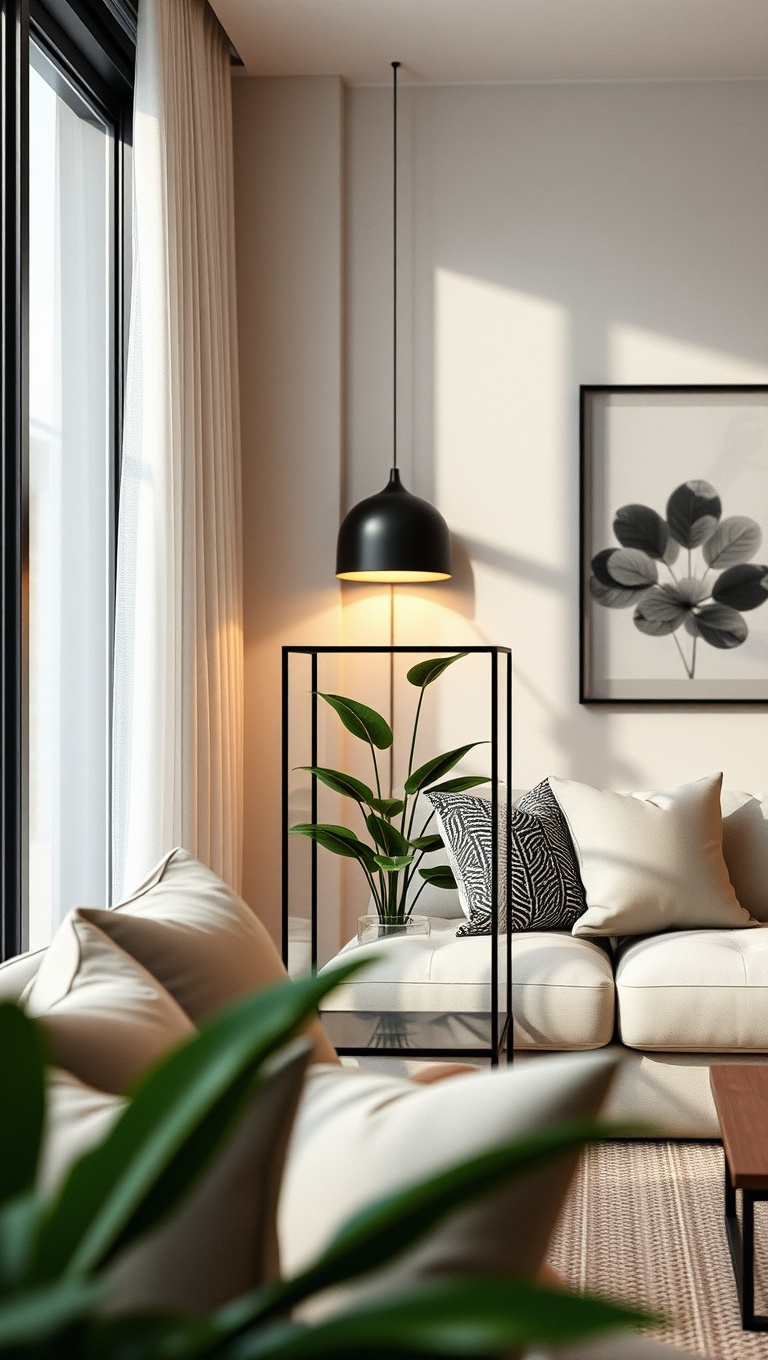 25 Lush Living Room Ideas to Bring the Outdoors In! - 22. Create a Plant Frame with a Glass Box