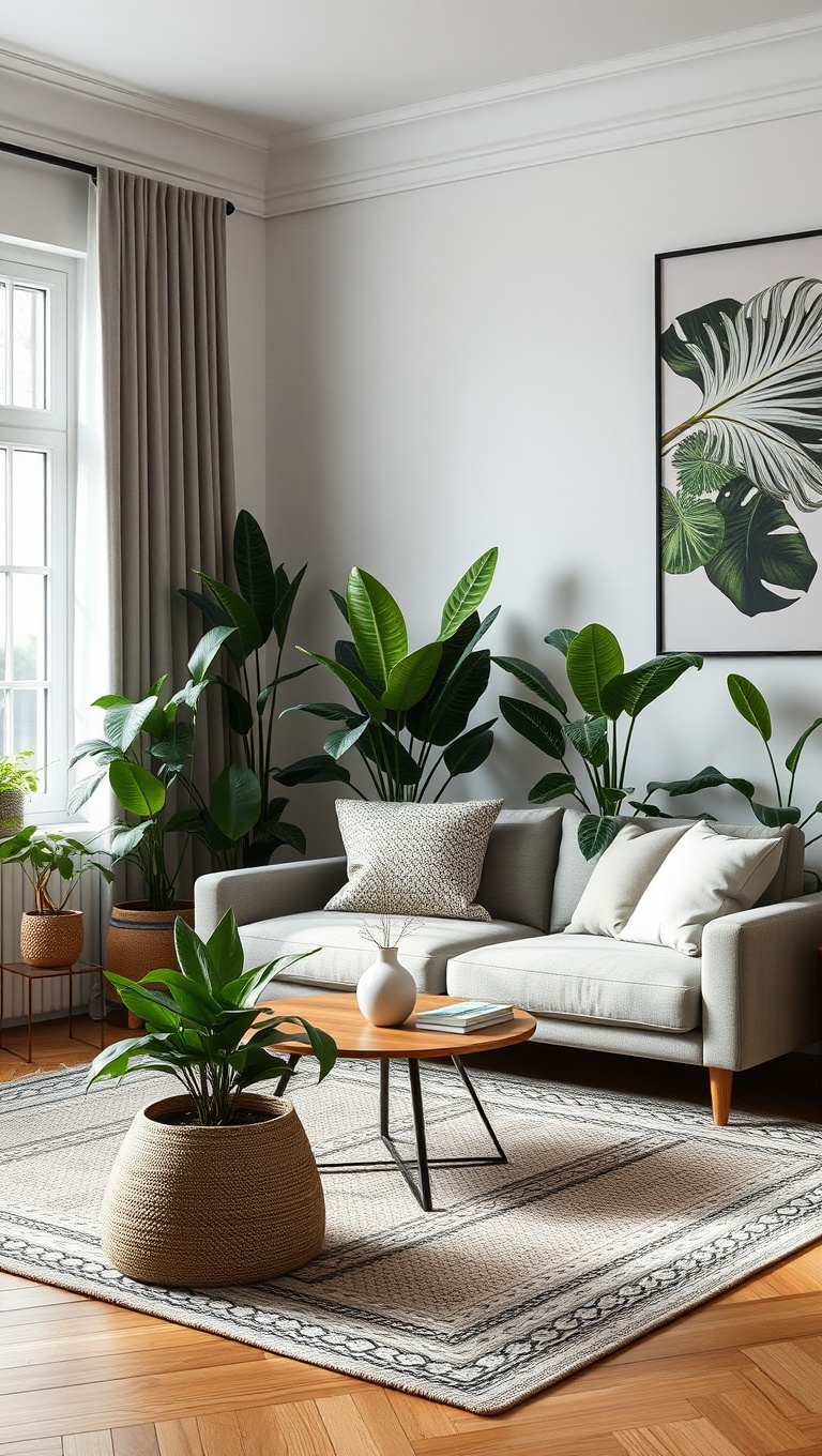 25 Lush Living Room Ideas to Bring the Outdoors In! - 18. Arrange Plants in Groups for Impact