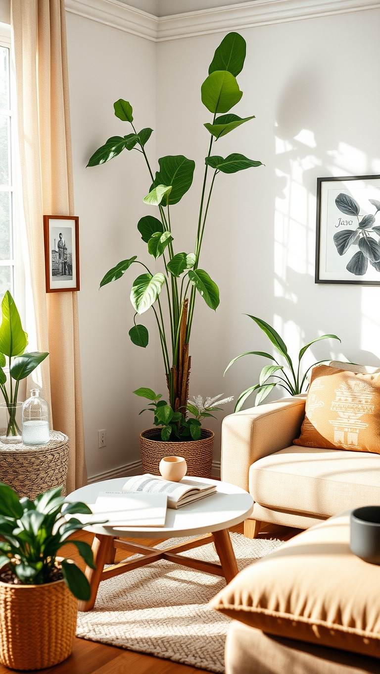 25 Lush Living Room Ideas to Bring the Outdoors In! - 1. Create a Cozy Corner with a Reading Nook and Plants