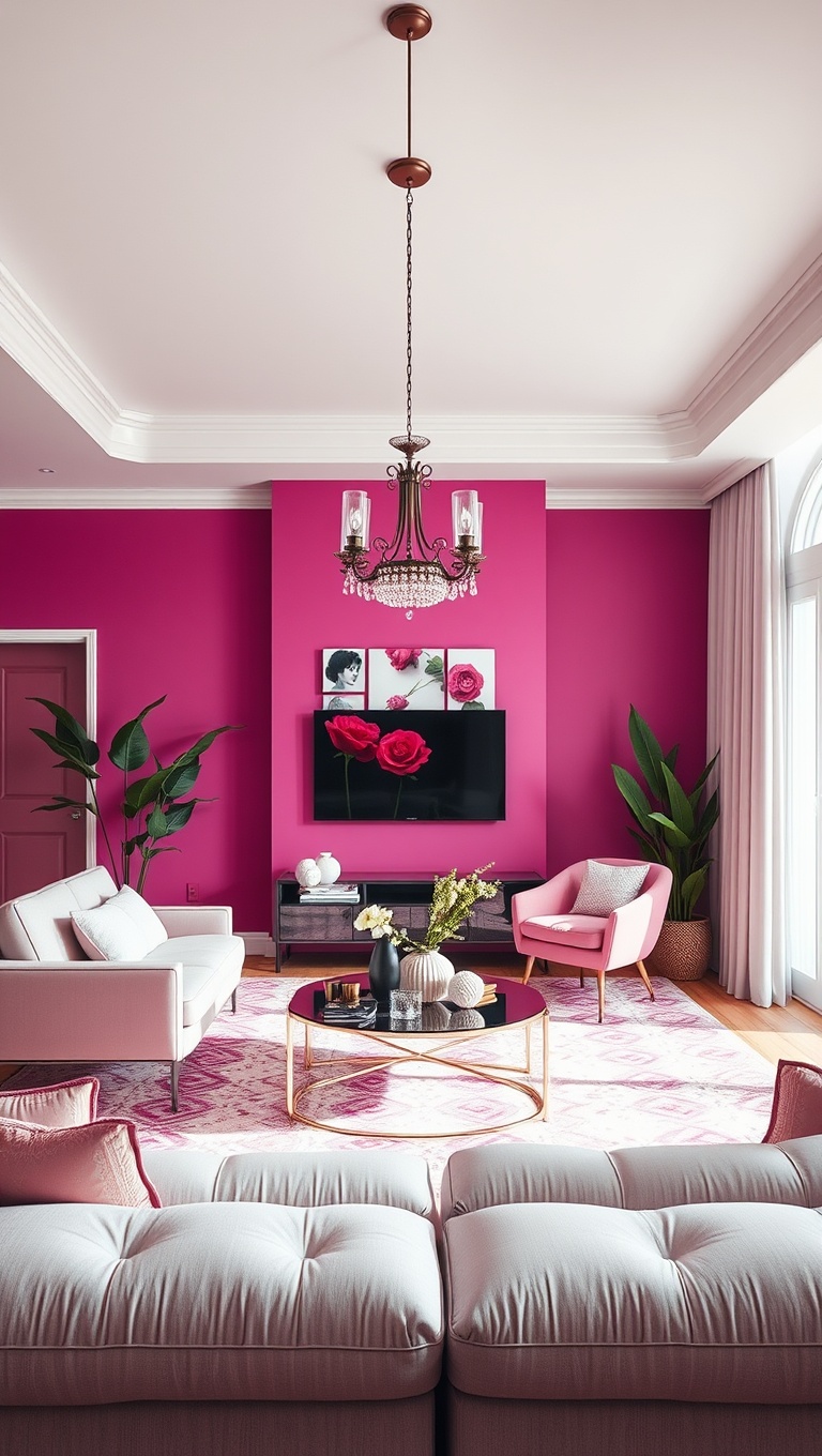 25 Vibrant Ideas for a Magenta Living Room Makeover - 10. Magenta and White Color Palette