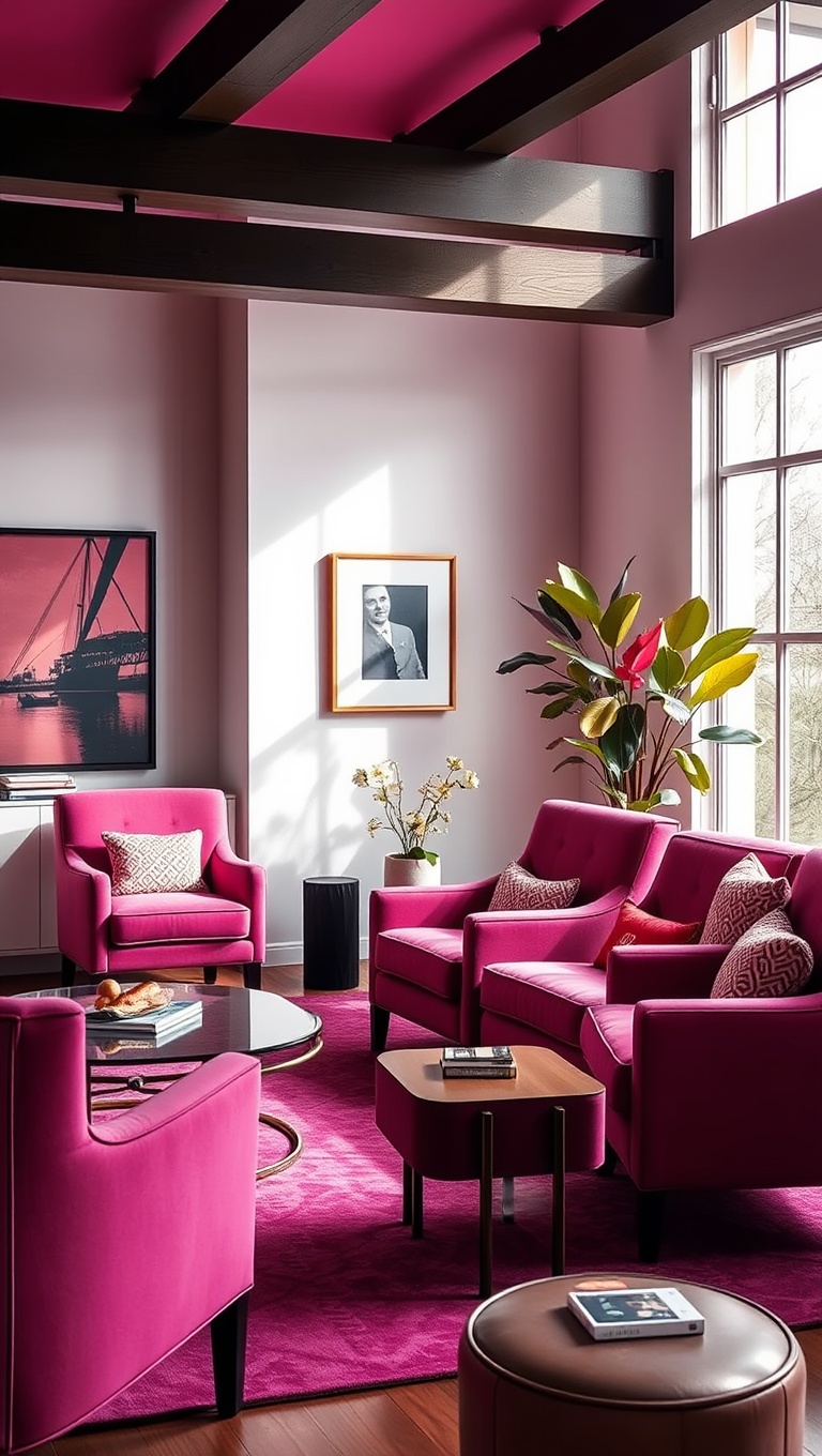 25 Vibrant Ideas for a Magenta Living Room Makeover - 16. Soft Magenta Upholstered Chairs