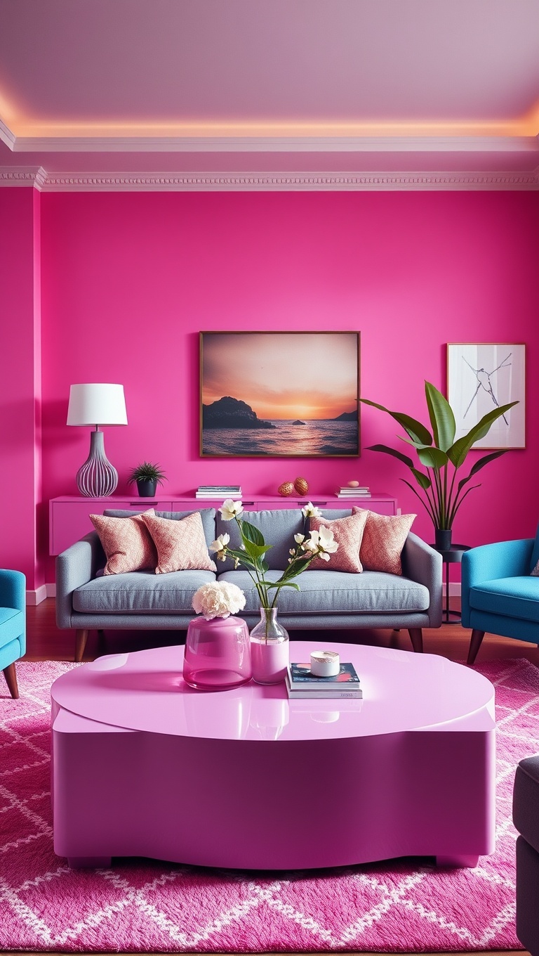 25 Vibrant Ideas for a Magenta Living Room Makeover - 12. Bright Magenta Coffee Table