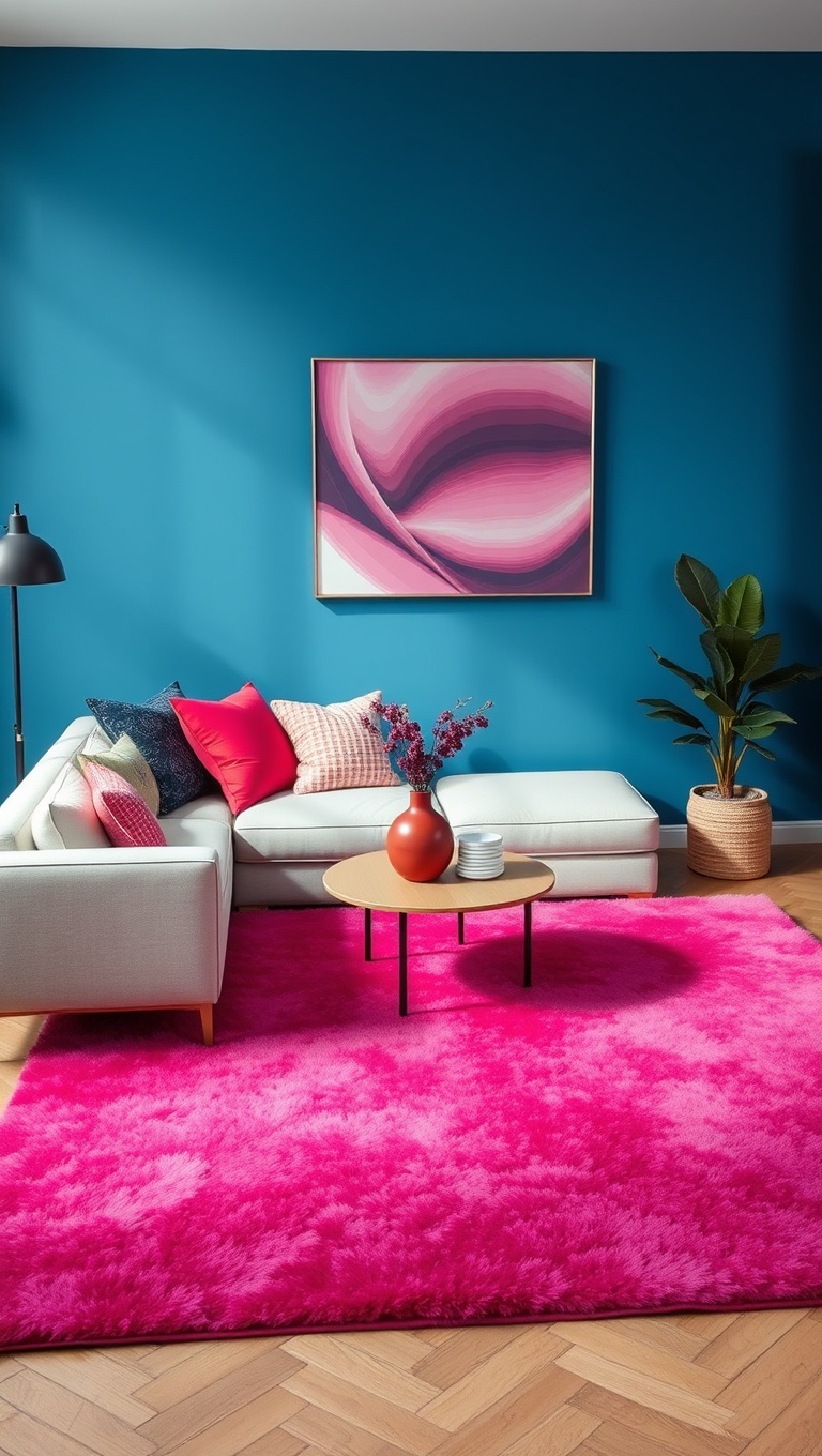 25 Vibrant Ideas for a Magenta Living Room Makeover - 3. Chic Magenta Area Rugs
