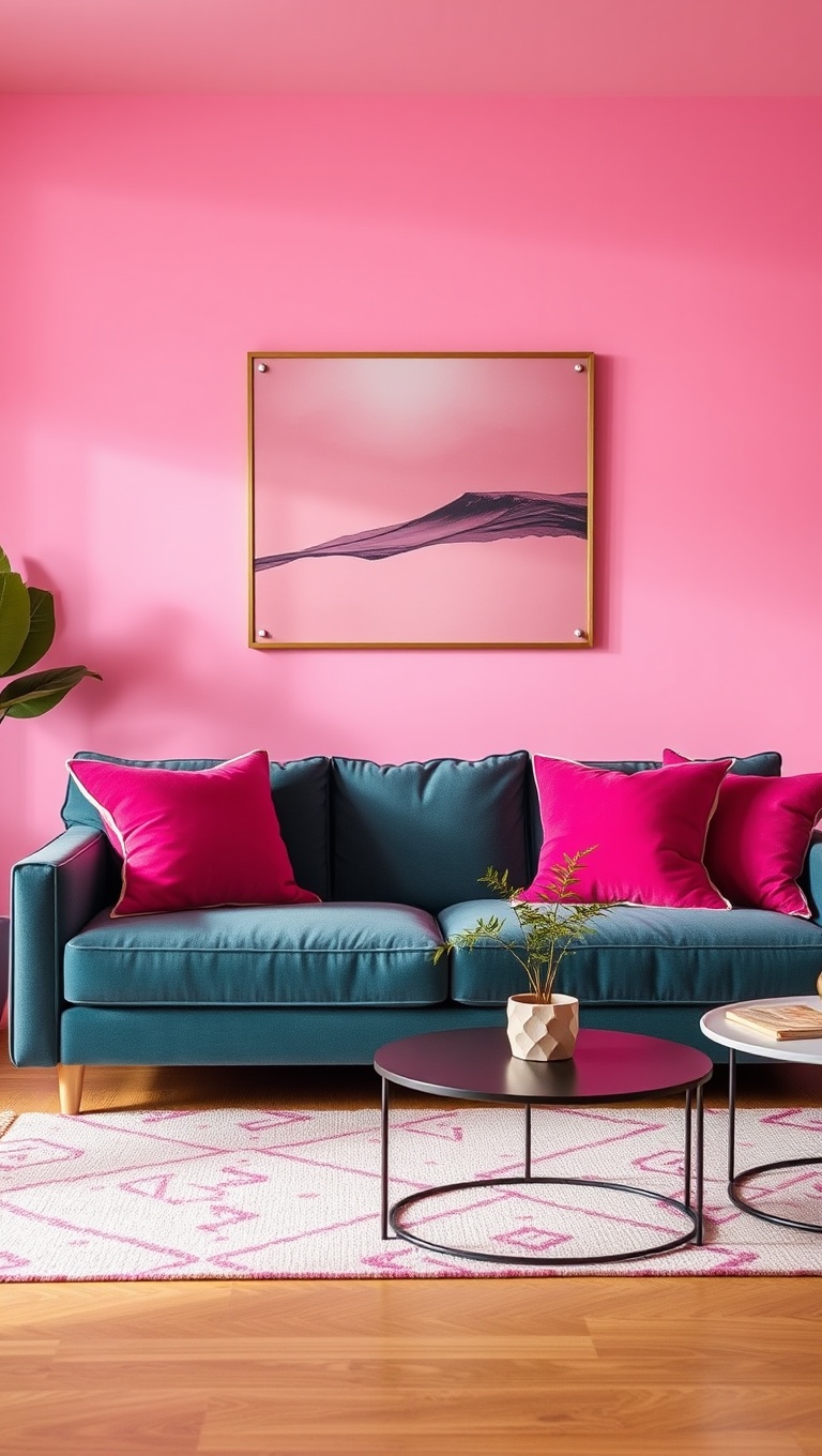 25 Vibrant Ideas for a Magenta Living Room Makeover - 2. Soft Magenta Throw Pillows