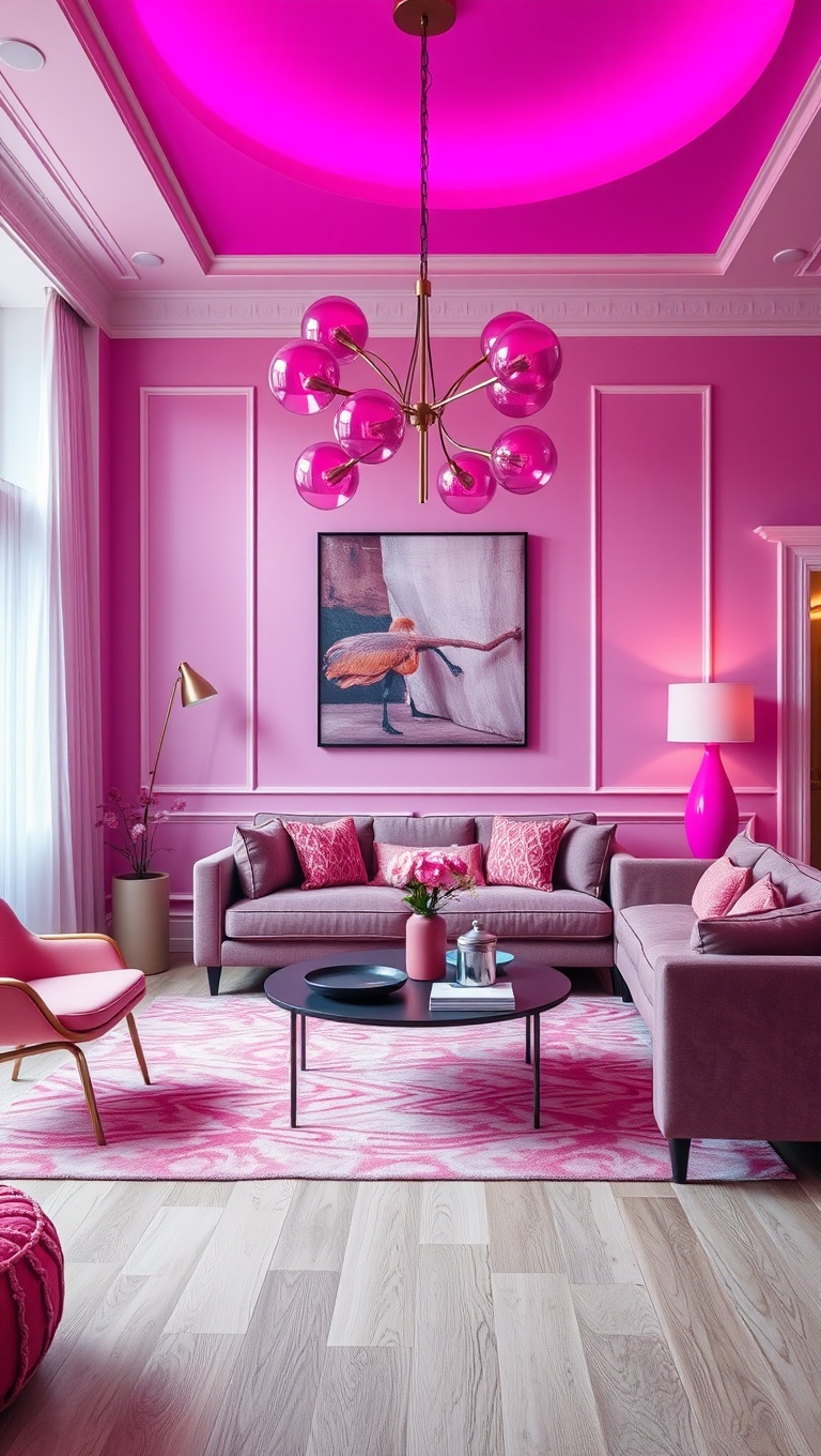 25 Vibrant Ideas for a Magenta Living Room Makeover - 14. Magenta Lighting Fixtures