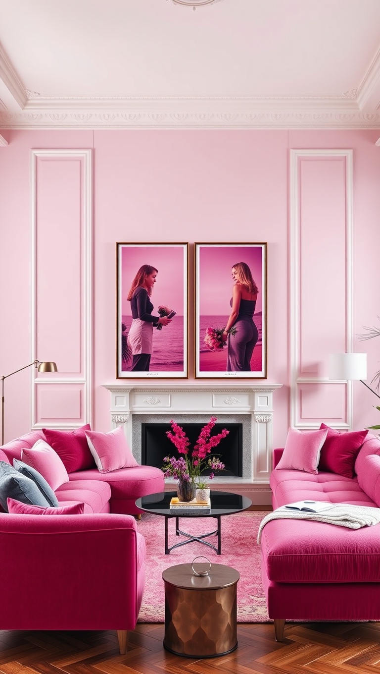 25 Vibrant Ideas for a Magenta Living Room Makeover - 4. Stunning Magenta Art Prints