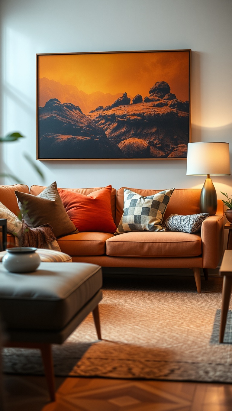 25 Gorgeous Ideas for Mid Century Modern Living Rooms - 5. Add a Splash of Color with Pillows