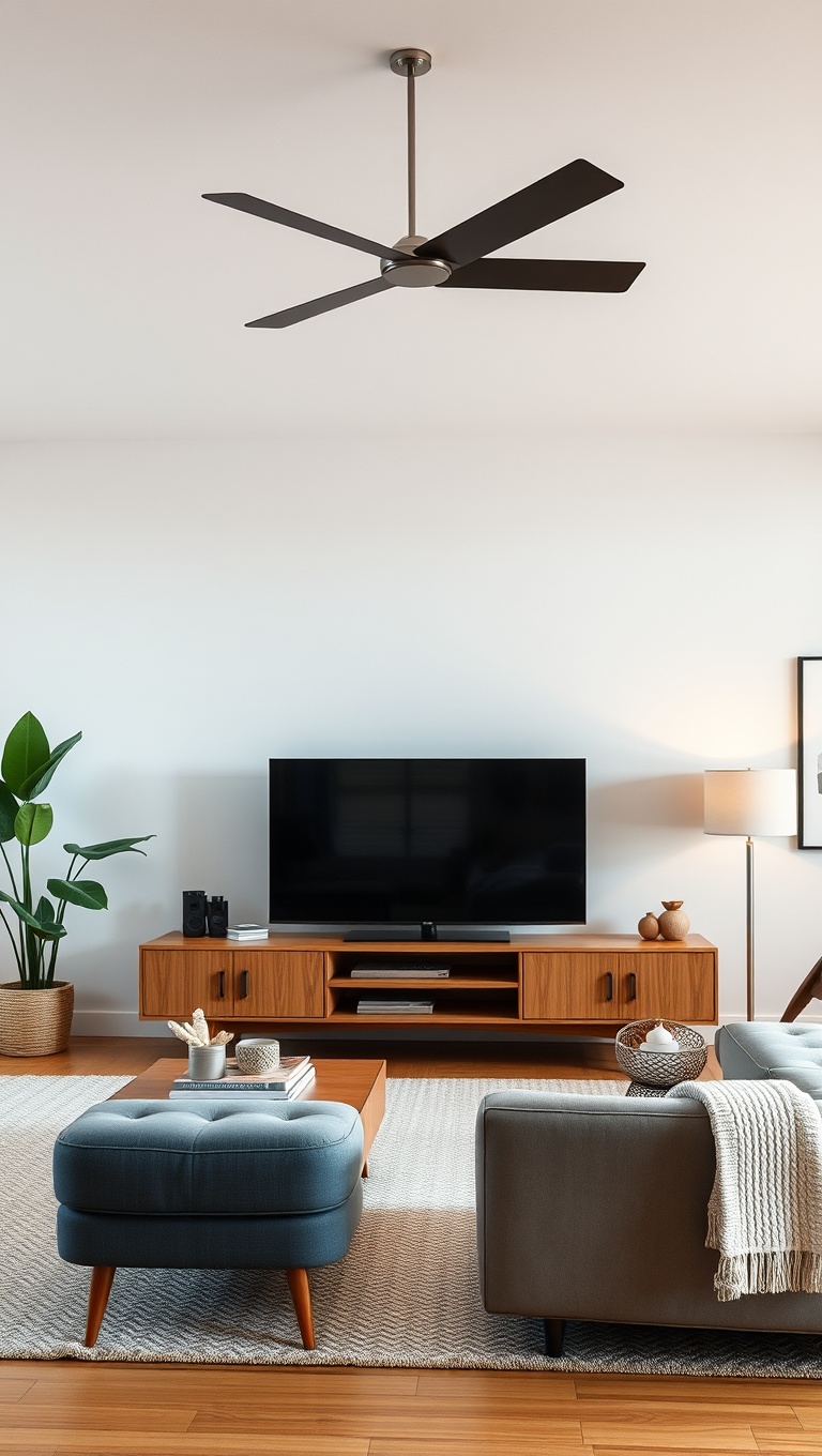 25 Gorgeous Ideas for Mid Century Modern Living Rooms - 16. Invest in a Stylish Media Console
