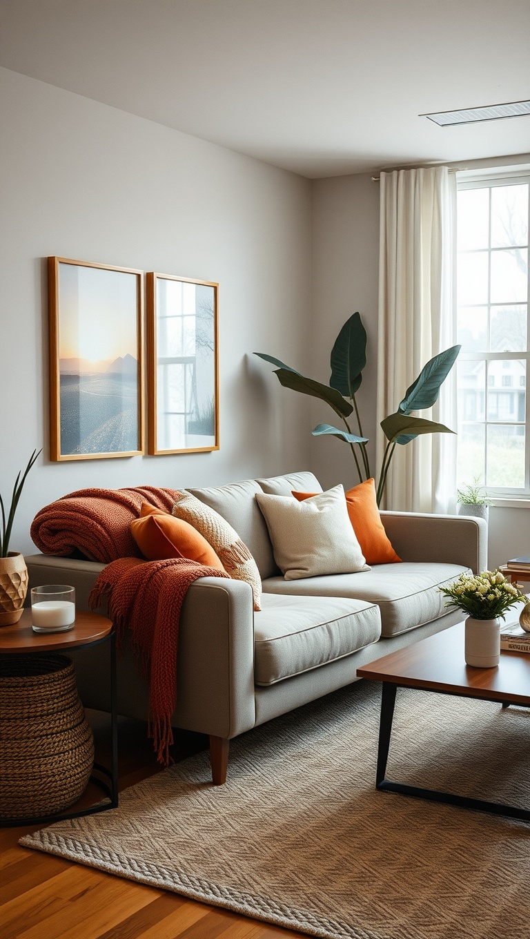 25 Gorgeous Ideas for Mid Century Modern Living Rooms - Layer with Warm Throws and Blankets