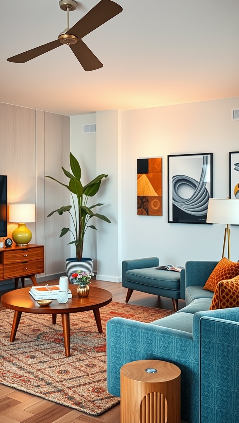 25 Gorgeous Ideas for Mid Century Modern Living Rooms - 24. Use Retro Accessories and Décor