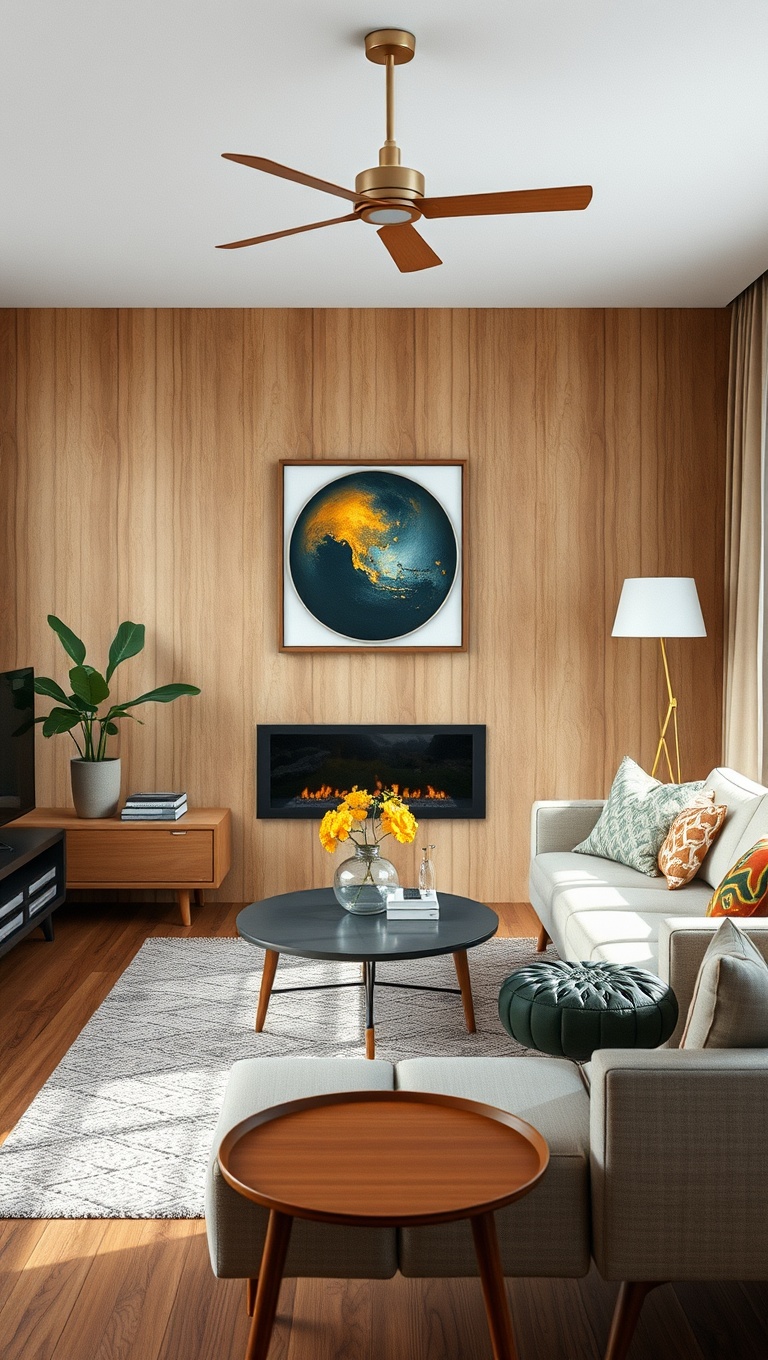25 Gorgeous Ideas for Mid Century Modern Living Rooms - 12. Play with Layered Textures