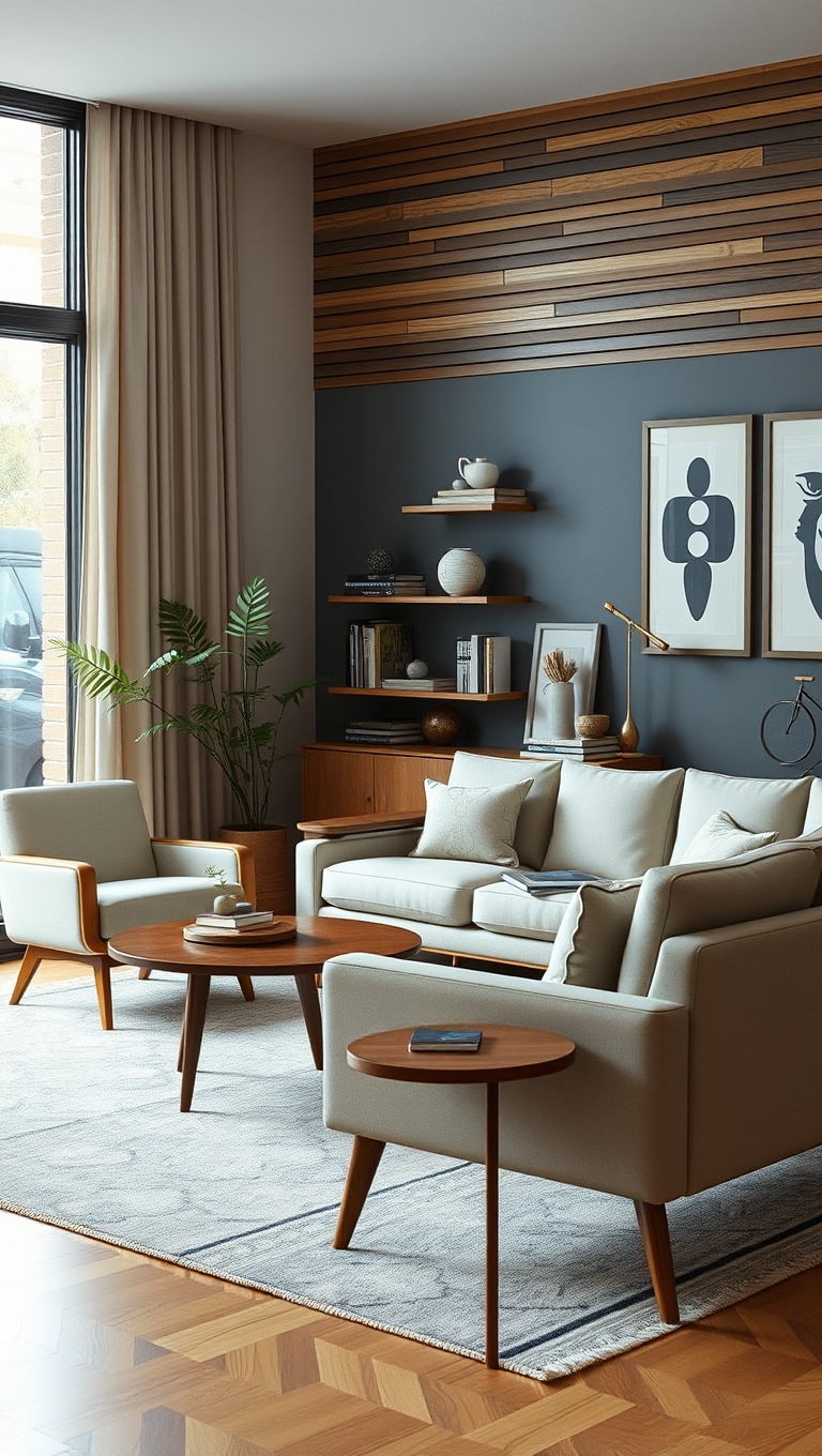 25 Gorgeous Ideas for Mid Century Modern Living Rooms - 3. Mix and Match Retro Furniture