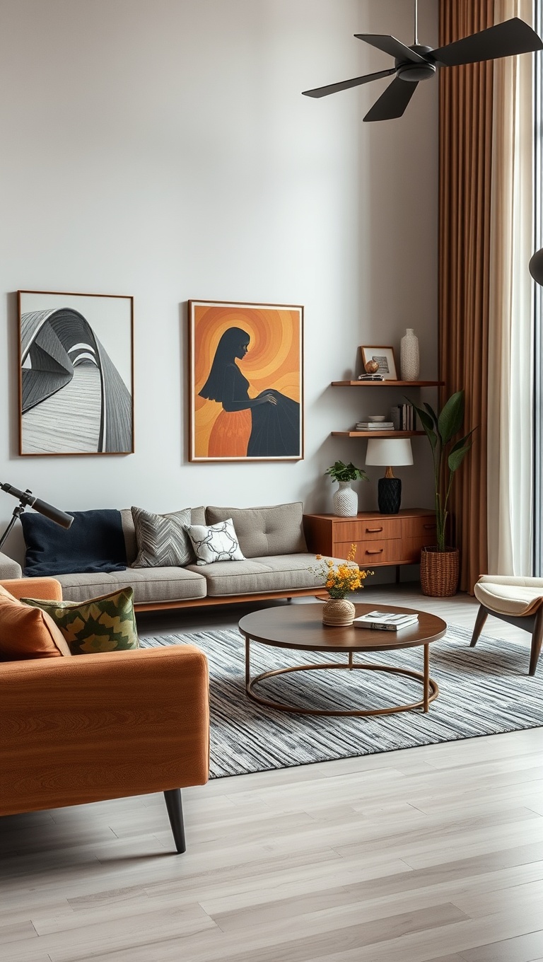 25 Gorgeous Ideas for Mid Century Modern Living Rooms - 20. Add a Touch of Metallic Accents