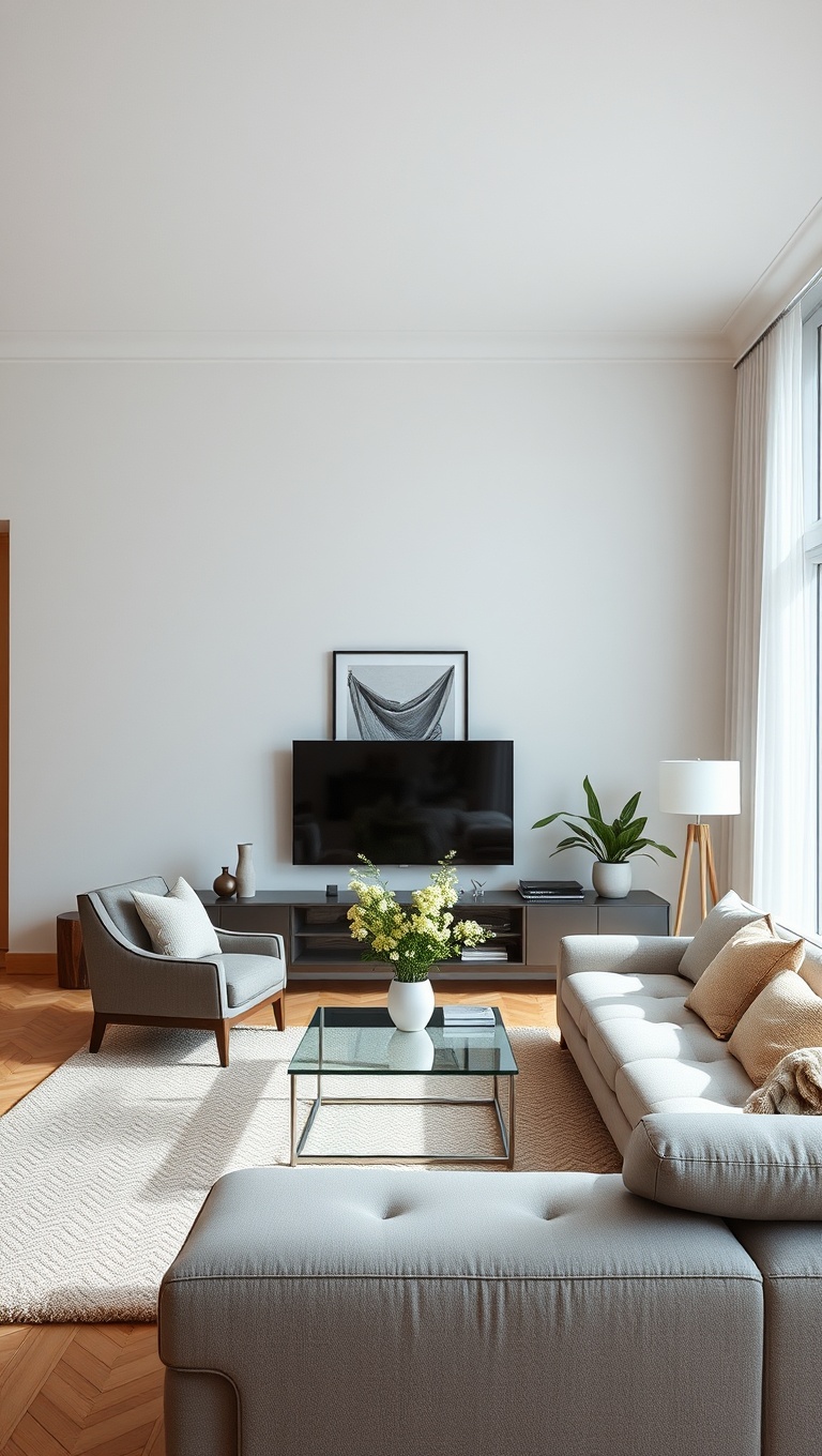 25 Chic Ideas and Inspirations for Your Minimalist Living Room - 15. Use Mirrors to Reflect Light and Space