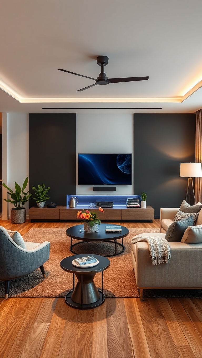 25 Chic Ideas to Transform Your Modern Living Room - 15. Tech Integration: Smart Living Solutions