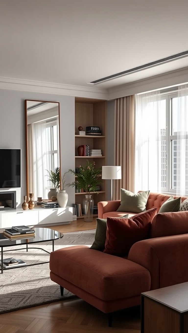 25 Chic Ideas to Transform Your Modern Living Room - 25. The Power of Mirrors: Enhance Your Space